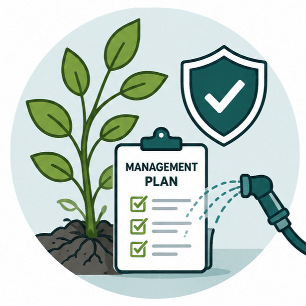 Japanese knotweed management plan with treatment records and monitoring measures representing ongoing professional control and risk management.