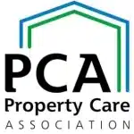 PCA Property Care Association logo featuring a blue and green roof outline above the text 'PCA Property Care Association'.